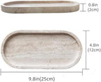 Oval Travertine Tray 4.8 in x 9.8 in for Bathroom Dresser Countertop Organizer, Natural Marble Vanity Tray for Perfume, Candles, Ring, Decorative Jewelry Dish - Image 2