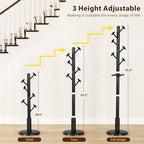 Taitiy Solid Wooden Coat Rack Stand Freestanding Hall Tree with 10 Hooks - Image 2