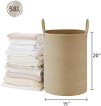 VIPOSCO 58L Tall Woven Laundry Basket Hamper, Jute - Image 5