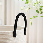 VIPOSCO 72L Tall Woven Laundry Basket Hamper, White Black - Image 3