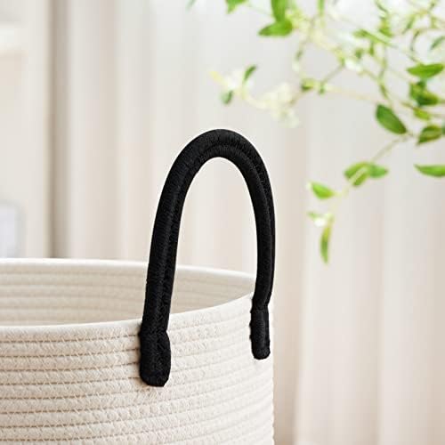 VIPOSCO 72L Tall Woven Laundry Basket Hamper, White Black - Image 3