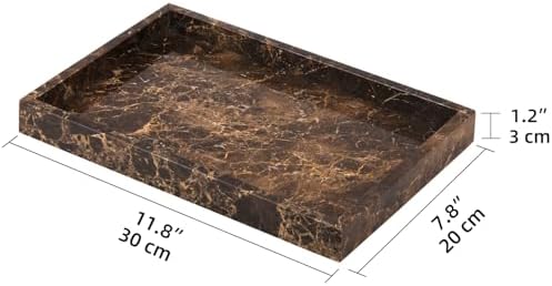 Marble Bathroom Vanity Tray, Dark Brown, 12"x 8" x1.2" - Image 2