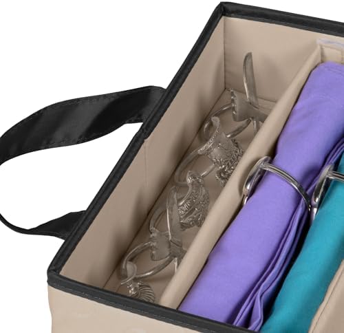 Flatware Storage Case 5 Compartments Silverware Container Box, Brown - Image 6