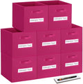 Fabric storage cubes (8 Pack) 11 Inch Cube Storage Bin, cube organizer bins with 8 Labels Window Cards & a Pen, Foldable cube organizer bins and Storage Box, Dark pink by Artsdi