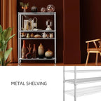 IZEUK 3400 LBS Garage Shelving Wide Storage Shelves 4 Tier Metal Shelves Heavy Duty Adjustable Utility Shelf Rack Chrome 17.7" D x 47.2" W x 70.4" H - Image 6