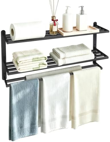 VOTZAAQ Black Towel Racks for Bathroom, Stainless Steel, 32 Inch by VOTZAAQ