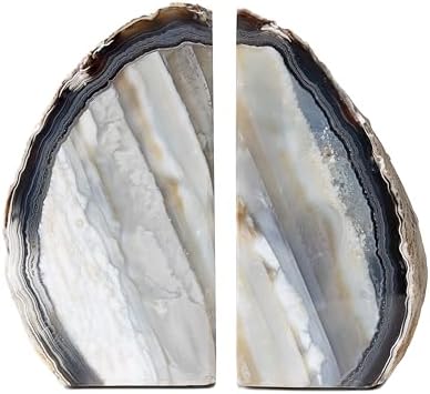 Nature's Decorations Natural Agate Bookends - A-Quality Medium Heavy Duty Geode, Earth Tone & Boho Decor, Unique Crystal Gift, 1 Pair (3-4 lbs) by NaturesDecorations