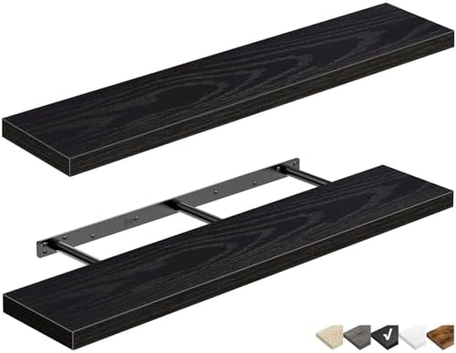 QEEIG Extra Long Floating Shelves for Wall (Black, Set of 2, 47.2") by QEEIG