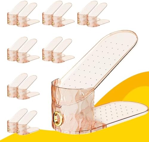 Shoe Slots Organizer, Adjustable 15 Pack Shoe Stacker for Closet Storage, Clear Double Layer Space Saver, Durable and Stackable Shoe Holder for Sneakers Heels and Flat by WMBOOX