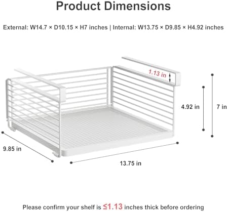 Under Shelf Storage Basket, Hanging Wire Basket, 2 Pack, White - Image 2