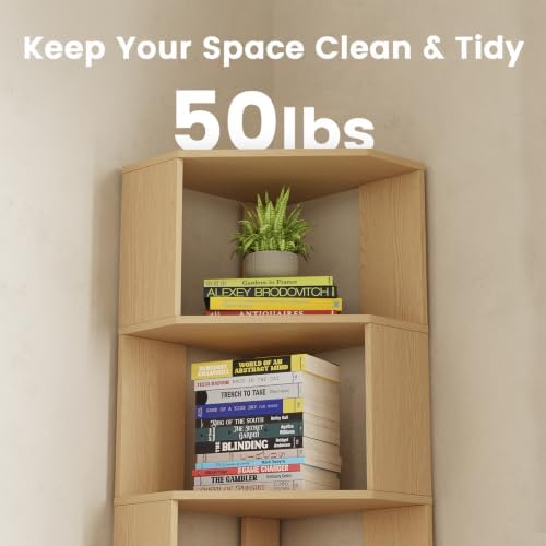 Modern Corner Bookshelf, 5-Tier Wooden Corner Book Case - Image 5