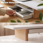 Fenge 42.5" Dual Monitor Stand with Storage Drawer & Solid Wood Legs - Image 5
