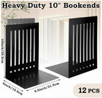 12 Pcs 10 Inch Heavy Duty Bookends Non-Skid Base, Black - Image 4