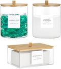 TIPGO Glass Jars and Acrylic Dryer Sheet Holder, Laundry Pods Container with Bamboo Lid and 27 Labels, Powder Detergent Containers for Laundry Room Organization, Storage Jars Set (3 Pack) by TIPGO