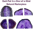 Geode Bookends 3-4 lbs Decorative Heavy Crystal Stone Book Ends for Shelves Dyed Purple 1 Pair - Image 4