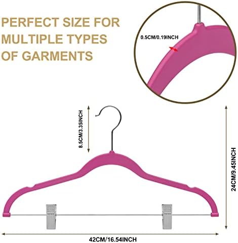 80 Pack Pink Quality Plastic Non Velvet Non-Flocked Thin Compact Coat Hangers with Metal Clips for Skirts Pants Blouses 360° Swivel Hook - Image 4