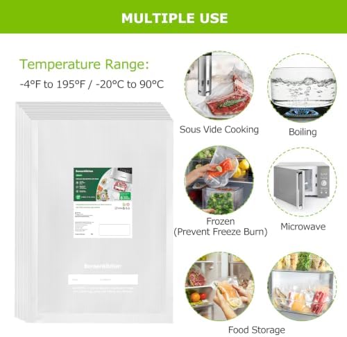 Bonsenkitchen Precut Vacuum Sealer Bags, 100 Gallon 11" x 16" Food Sealer - Image 3