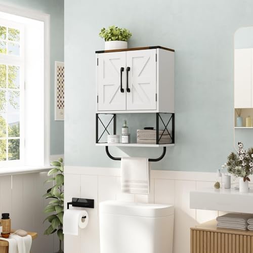 RUSTOWN Farmhouse Medicine Cabinet with 2 Barn Door, Bathroom Wall Cabinet - Image 4