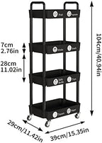4 Tier Rolling Cart with Wheels, Utility Storage Carts,Black - Image 4