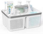 BYUNER Plastic Shower Caddy Dorm: Portable Bathroom Caddy Organizer with Handle and Holes, Cleaning Basket, Hard Shower Basket Storage Tote for Toiletry, College Dorm Room Essentials White/Silver by MakesYourHomeMoreOrganized