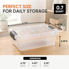 Superio 0.7 Quart Mini Clear Plastic Storage Container with Lid, Stackable Small Organizer Box for Crayons, Art Supplies, Beads, Sewing, Stationery & Food Storage, 24 Pack - Image 3