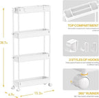 SPACELEAD Slim Storage Cart(2 Pack),4-Tier Rolling Utility Organizer - Image 2