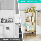 HapiRm Standing Corner Shower Caddy - 3 Tier Shower Organizer Corner with Soap Holder and 4 Hooks, Rustproof Bathroom Storage Shelves with Adhesives, Gold - Image 6