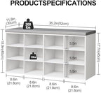 Aenuert 12-Cubby Shoe Rack with Cushion, 3-Tier Wood Shoe Organizer, Multifunctional Shoe Organizer Bench for Entryway, Mudroom, Hallway, Closet,36.22 * 11.81 * 17.7 Inch, White - Image 2