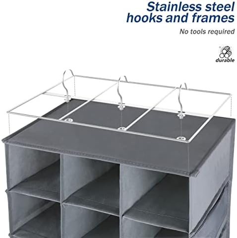 Libeder 24 Section Hanging Shoe Organizer & Storage for Closet, Grey - Image 7