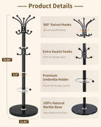 Metal Coat Rack, Modern Coat Rack Stand, 360°Rotary Coat Tree Stand - Image 2