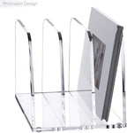 YUXUN Desk File Organizer,3-Section Vertical Clear Acrylic Desk Organizer File Holder Mail Sorter Office Organization for Office Home &Classroom（B5） - Image 7