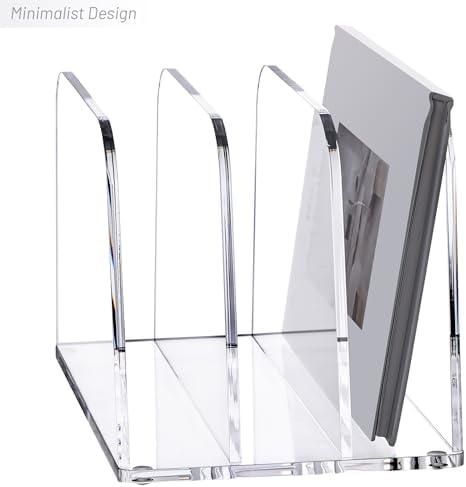 YUXUN Desk File Organizer,3-Section Vertical Clear Acrylic Desk Organizer File Holder Mail Sorter Office Organization for Office Home &Classroom（B5） - Image 7