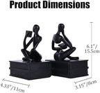 Heavy Duty Book Ends for Shelves, Thinker Bookends Set of 2 Decorative Book Ends for Heavy Books, Modern Unique Shelf Decor for Home Office Living Room Desk - Image 3