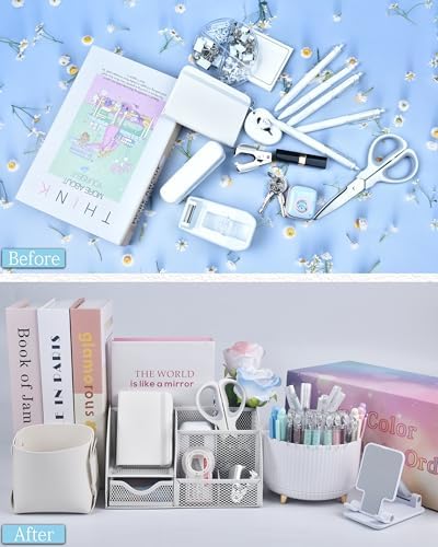 LXEVIHK White Desk Accessories 21-Piece Office Supplies Gift Set - Image 7