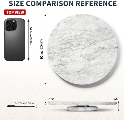 Marble Lazy Susan, 10" Lazy Susan Board with Silent Rotating - Image 2