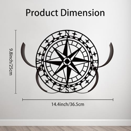 WADORN Nautical Compass Metal Toilet Paper Holder, Black Ocean Compass Decorative Metal Toilet Paper Storage for Extra 8 Rolls Funny Freestanding Nautical Wall Mounted Organizer for Restroom Bathroom - Image 2