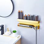 Storage Hair Dryer Holder for Curling Iron Accessories, Hair Tool Organizer Wall Mount, Curling Iron Holder, Bathroom Hair Straightener Holder Stand for Styler Attachments Organizer, Gold - Image 3