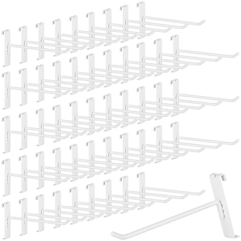 60 Pack Grid Wall Display Hooks, Metal Gridwall Accessories for Retail Stores, Trade Shows, Art and Craft Displays (White, 6 Inch) by Unknown