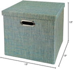 Posprica Storage Bins with Lids,13×13×13 Foldable Storage Cube Baskets Boxes Fabric Drawers for Closet Shelf Cabinet Bookcase,Set o f 4,Teal - Image 6