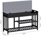 Bamboo Shoe Storage Bench with Cushioned Seat 3-Tier Entryway Shoe Rack - Image 2