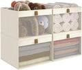 Linen Closet Organizers and Storage, Closet Storage Bins Basket Organizer, Foldable Organization Baskets with Mesh Window for Clothes Towels and Toys, 14.5" x 14.5" x 10.25", Beige, 4 pack by Coyacool