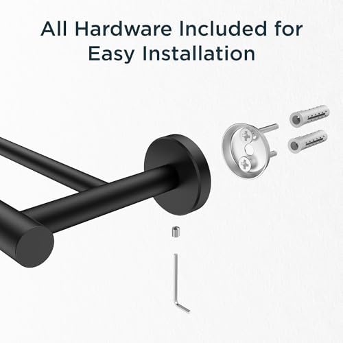 FORIOUS Double Towel Bar 24" Towel Racks for Bathroom Wall Mounted Black - Image 6