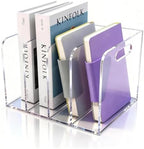 Clear Acrylic Magazine File Holder, 4 Compartment Desk Organizer by Unknown