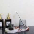 OOBOOB Oval Natural Marble Bathroom Tray for Decor Countertop, Marble Vanity Tray for Candles Perfume, Jewelry, Cosmetics, Elegant Vanity Organizer for Jewelry, Perfume - Image 5