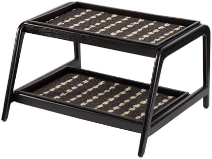 Anji Mountain Heavy Duty Waterproof Wooden Shoe Storage Mat Organizer/Boot Storage Tray Multi Use for Entryway with Coir, Gray and Ivory Insert, 2 Tier, Fits 4 Pair (26.5" Wide) by AnjiMountain