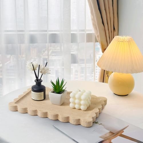 Scalloped Natural Travertine Tray - Decor Stone Tray for Bathroom & Vanity - Image 4