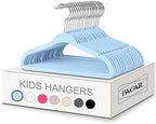 BAGAIL 50 Pack Kids Velvet Hangers 14 Inches Children's Clothes Hangers Non-Slip Baby Hangers for Infant/Toddler (Babyblue) by BAGAIL