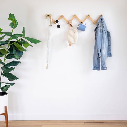 Three by Three Seattle Minimalist Wall-Mounted Coat Rack, White Oak Wood - Image 5