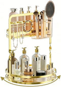 360° Rotating Makeup Organizer for Vanity, Gold Bathroom Organizer by DUANFEE