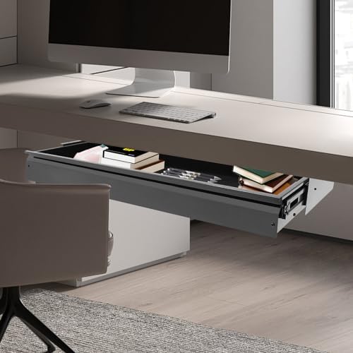Xuthusman Under Desk Drawer, Under Desk Mounted Sliding Pull-Out Drawer Storage Organizer Space Saving Hidden Pull-Out Drawer for Office Home Desktop Accessories (Black) by Xuthusman
